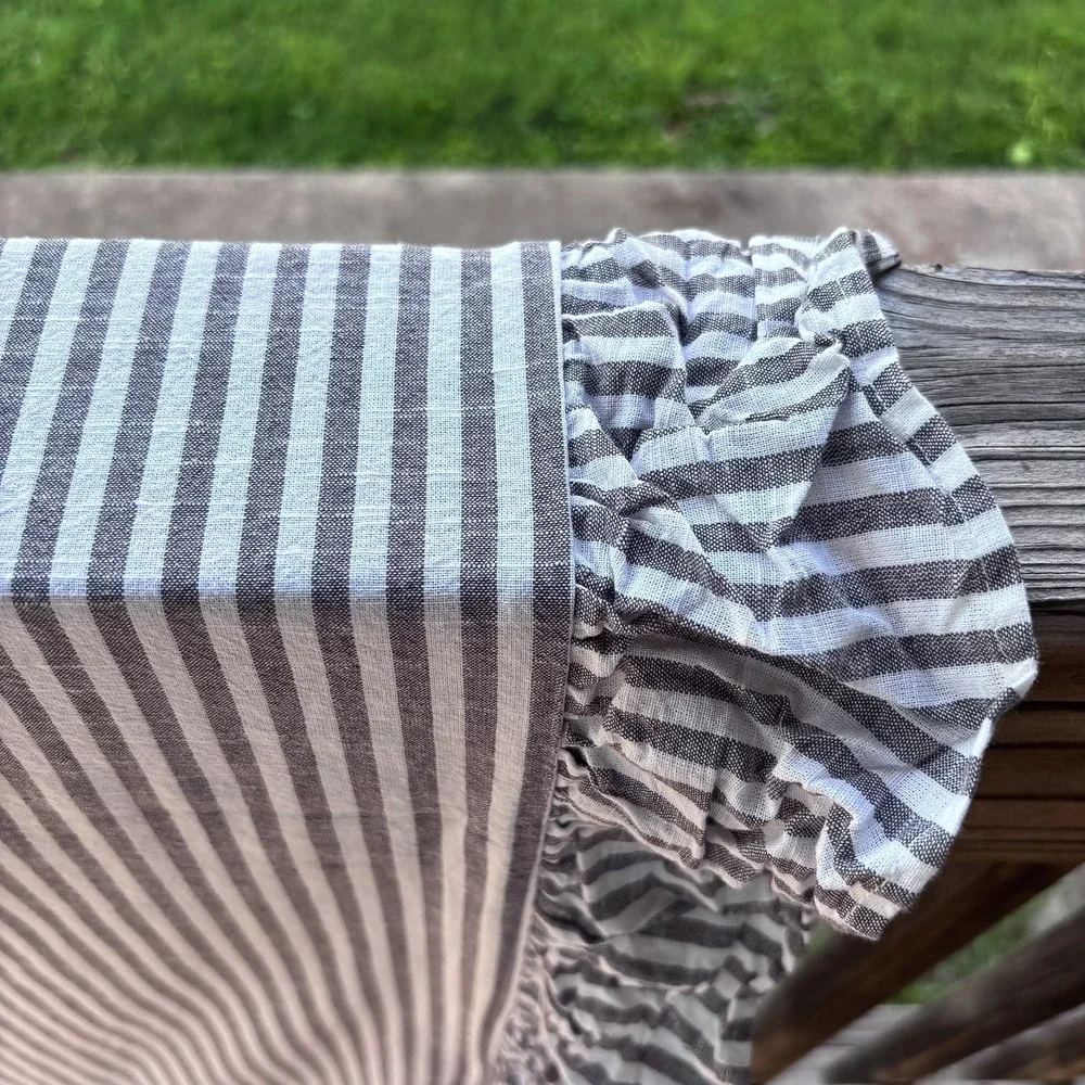 Pottery Barn Emily & Meritt Ruffle Stripe Duvet Cover Twin Gray Coastal Cotton